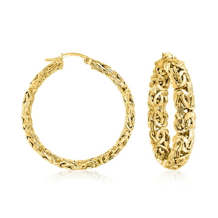 Ross-Simons 18kt Gold Over Sterling Large Byzantine Hoop Earrings for Female, Adult