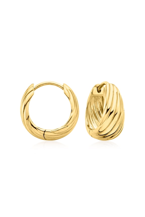 18kt Gold Over Sterling Ridged Hoop Earrings, Women's, Adult
