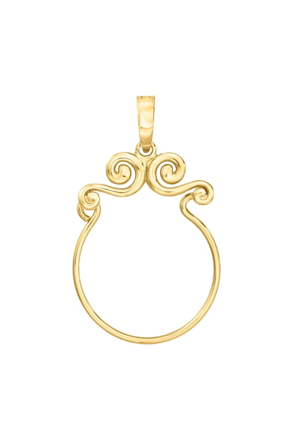 18kt Gold Over Sterling Scrolled Charm Holder Pendant, Women's, Adult