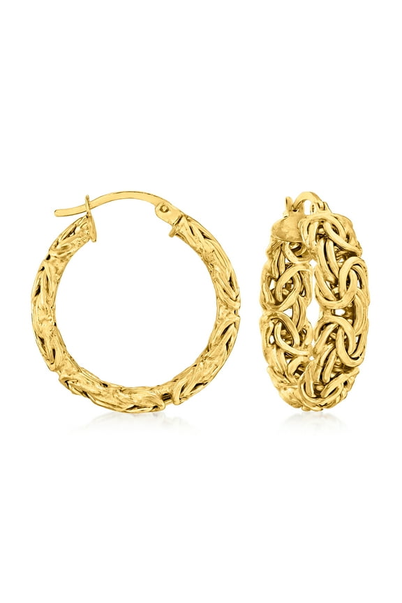 18kt Gold Over Sterling Small Byzantine Hoop Earrings, Women's, Adult