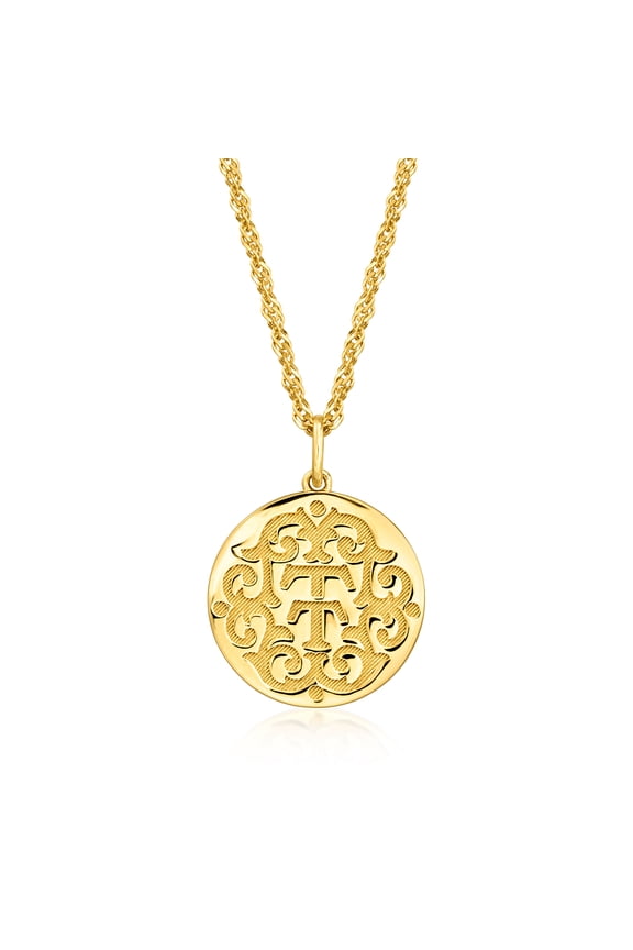 18kt Gold Over Sterling "T and T Twin Talk" Logo Pendant Necklace, Women's, Adult