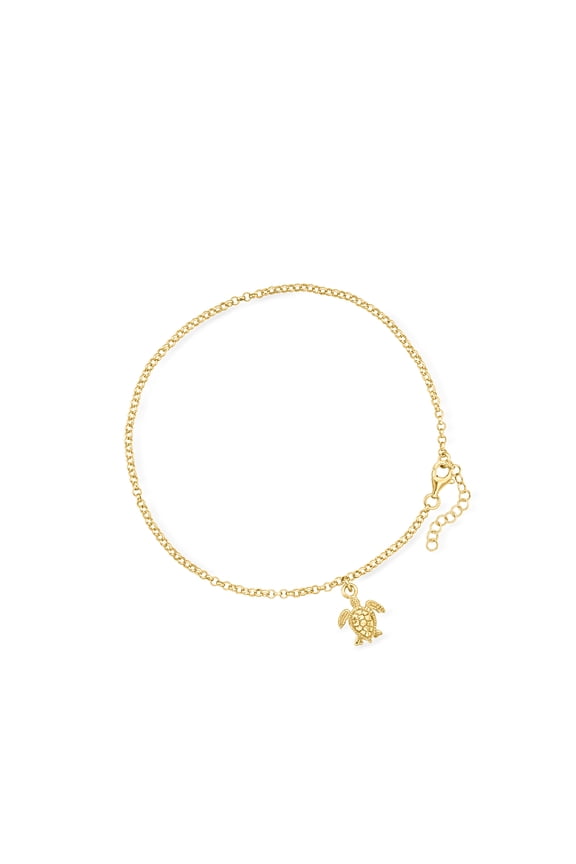 18kt Gold Over Sterling Turtle Anklet, Women's, Adult