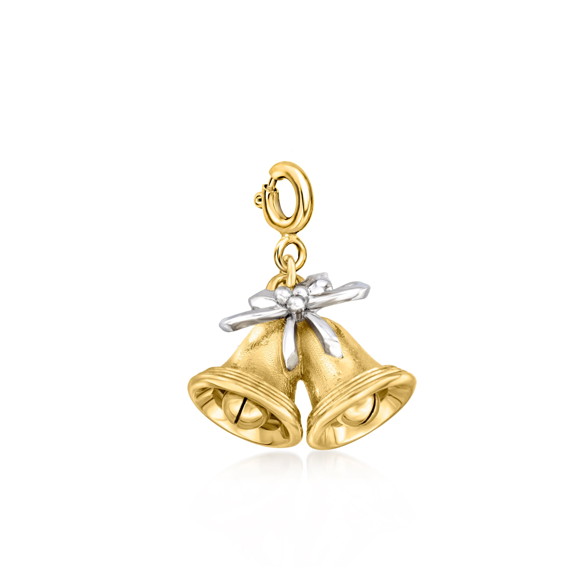 ROSS-SIMONS 18kt Gold Over Sterling and Sterling Silver Christmas Bells Charm, Women's, Adult