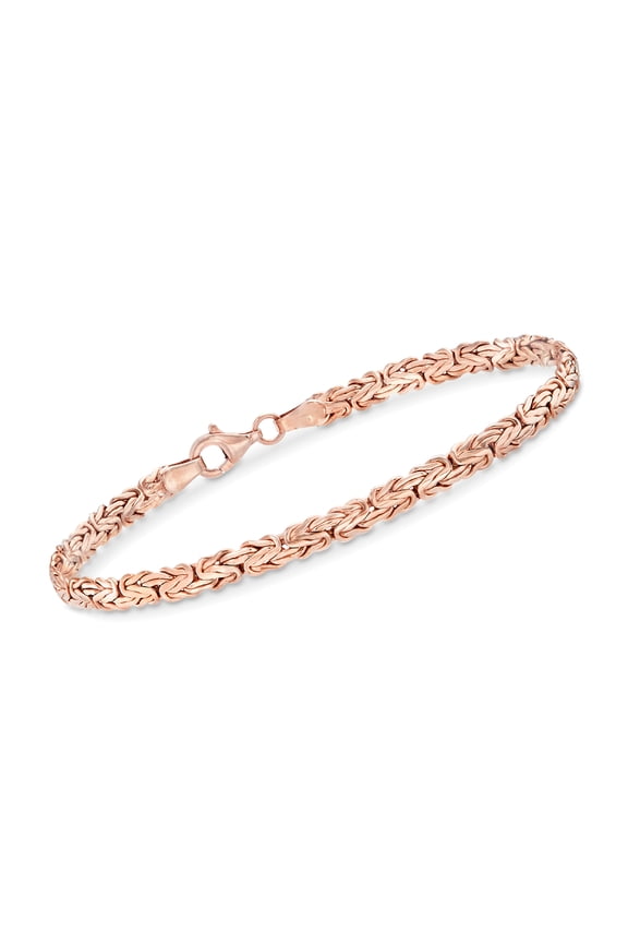 18kt Rose Gold Over Sterling Silver Flat Byzantine Bracelet, Women's, Adult