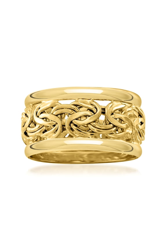18kt Yellow Gold Wide Byzantine Ring, Women's, Adult