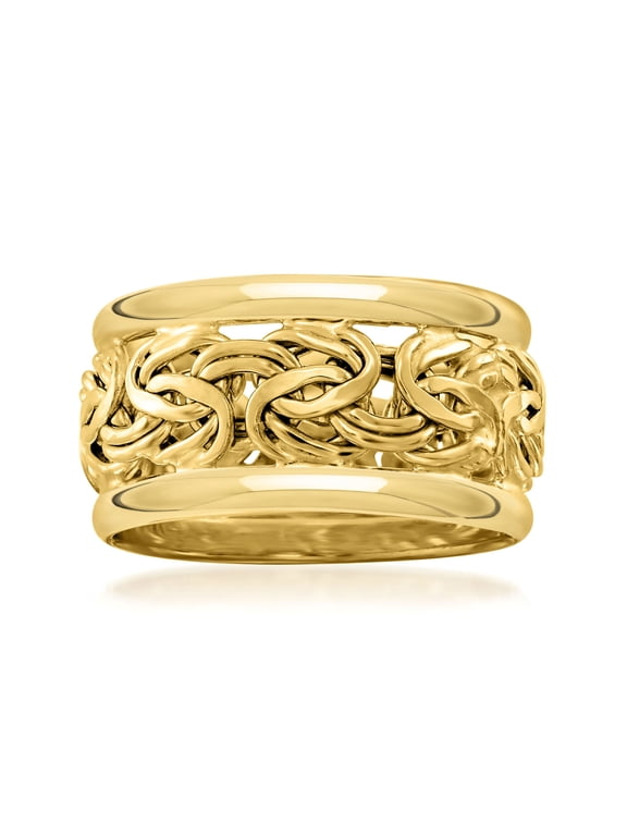 18kt Yellow Gold Wide Byzantine Ring, Women's, Adult