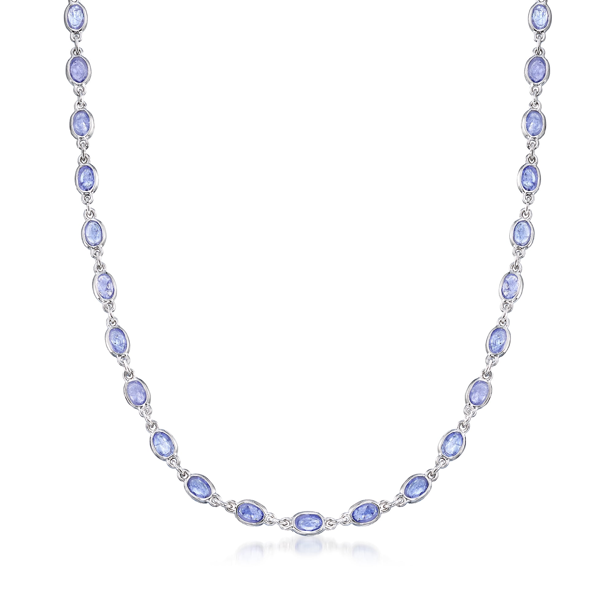 Ross-Simons 19.00 ct. t.w. Tanzanite Station Necklace in Sterling Silver,  Women's, Adult