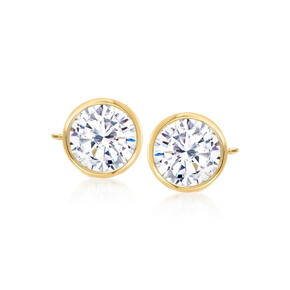 Ross-Simons 2.00 ct. t.w. Bezel-Set CZ Stud Earrings in 14kt Yellow Gold, Women's, Adult