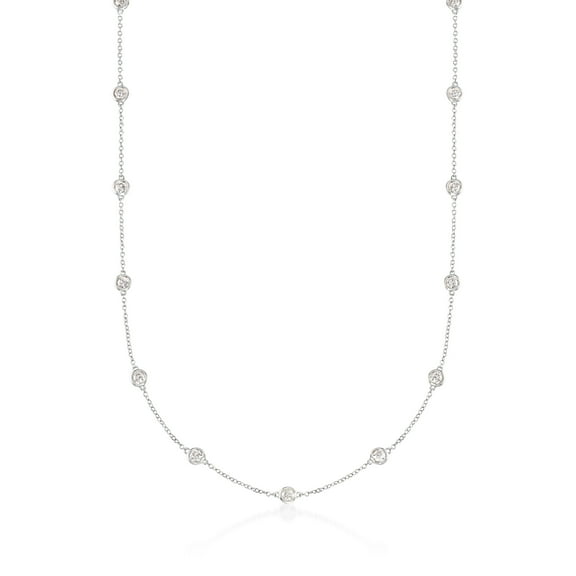 Ross-Simons 2.00 ct. t.w. Bezel-Set Diamond Station Necklace in 14kt White Gold, Women's, Adult