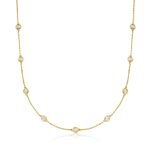 Ross-Simons 2.00 ct. t.w. Bezel-Set Diamond Station Necklace in 18kt Gold Over Sterling, Women's, Adult