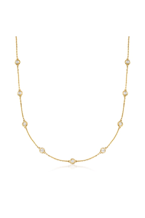 2.00 ct. t.w. Bezel-Set Diamond Station Necklace in 18kt Gold Over Sterling, Women's, Adult