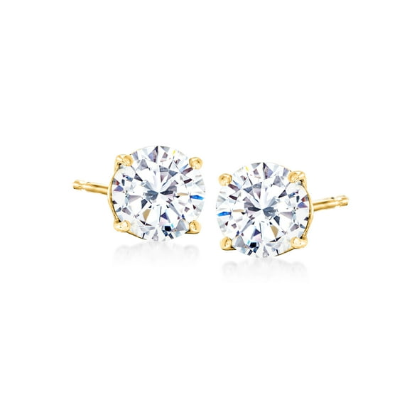 Ross-Simons 2.00 ct. t.w. CZ Stud Earrings in 18kt Yellow Gold, Women's, Adult