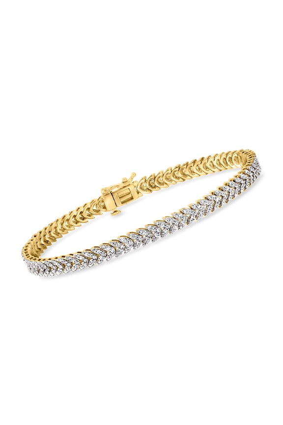 2.00 ct. t.w. Diamond Leaf Bracelet in 18kt Gold Over Sterling, Women's, Adult