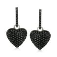thumbnail image 1 of Ross-Simons 2.10 ct. t.w. Black Spinel Heart Drop Earrings in Sterling Silver, Women's, Adult, 1 of 5