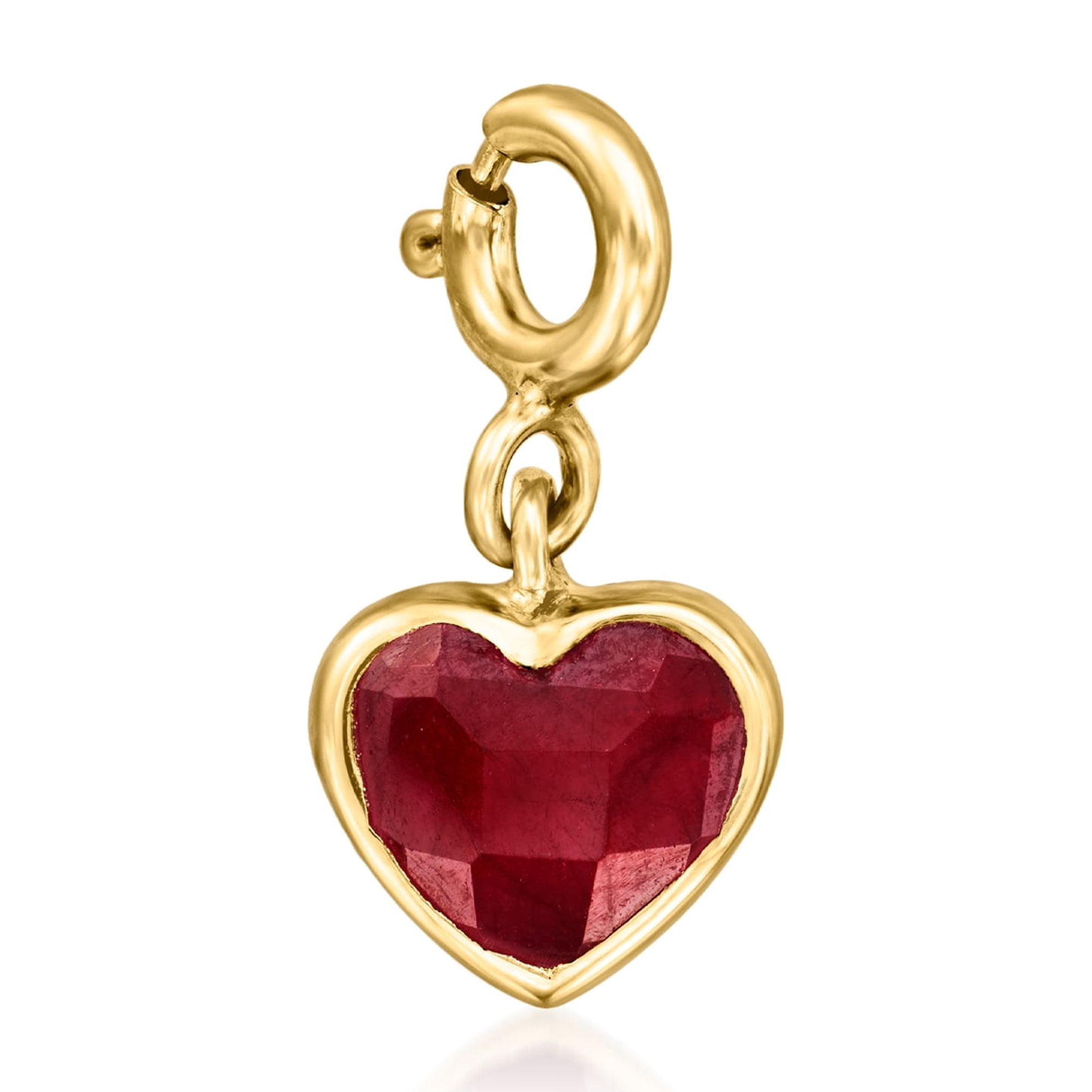 Ross-Simons 2.20 Carat Ruby Heart Charm in 18kt Gold Over Sterling, Women's, Adult