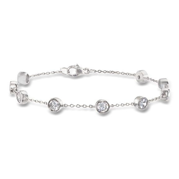 Ross-Simons 2.20 ct. t.w. Bezel-Set CZ Station Bracelet in Sterling Silver, Women's, Adult