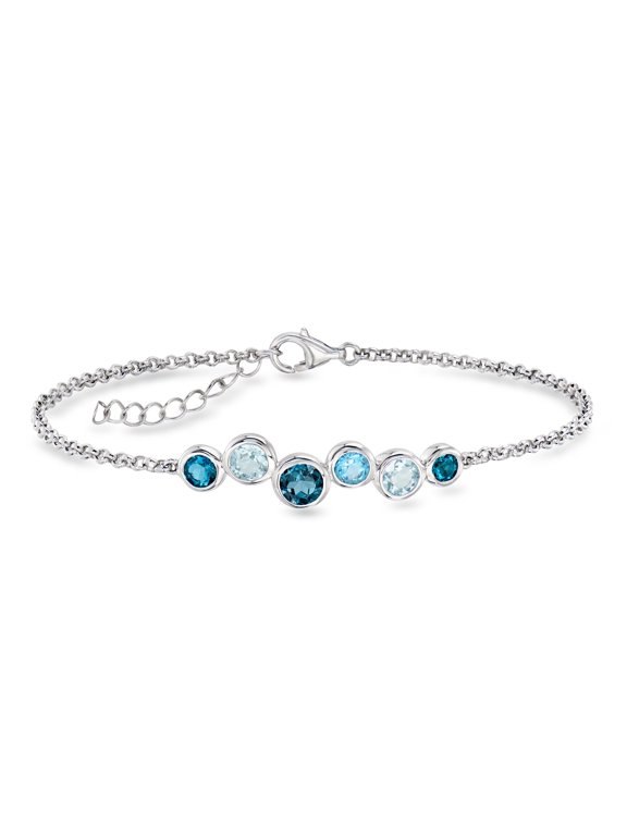 2.20 ct. t.w. Tonal Blue Topaz Bubble Bracelet in Sterling Silver, Women's, Adult