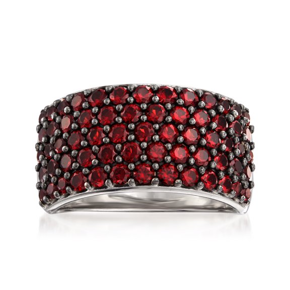 Ross-Simons 2.26 ct. t.w. Garnet Multi-Row Ring in Sterling Silver, Women's, Adult