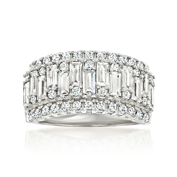 Ross-Simons 2.40 ct. t.w. Baguette and Round CZ Ring in Sterling Silver, Women's, Adult