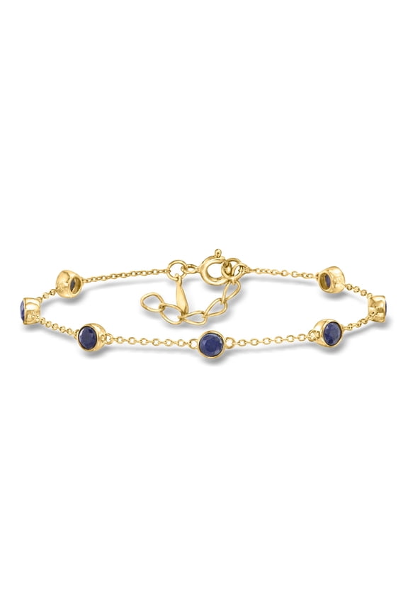 2.50 ct. t.w. Bezel-Set Sapphire Station Bracelet in 18kt Gold Over Sterling, Women's, Adult
