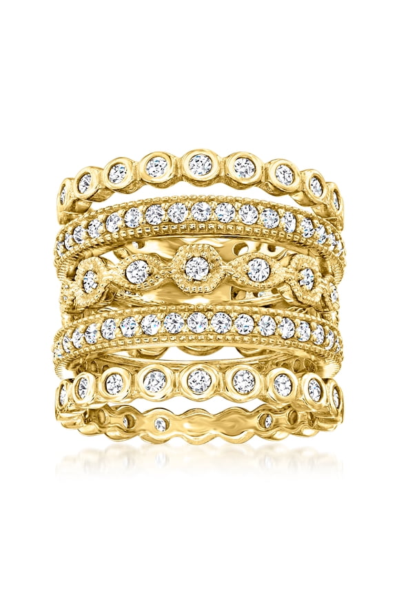 2.50 ct. t.w. CZ Jewelry Set: 5 Eternity Bands in 18kt Gold Over Sterling, Women's, Adult