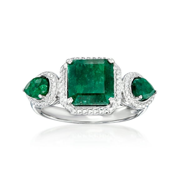 Ross-Simons 2.50 ct. t.w. Emerald Ring in Sterling Silver, Women's, Adult