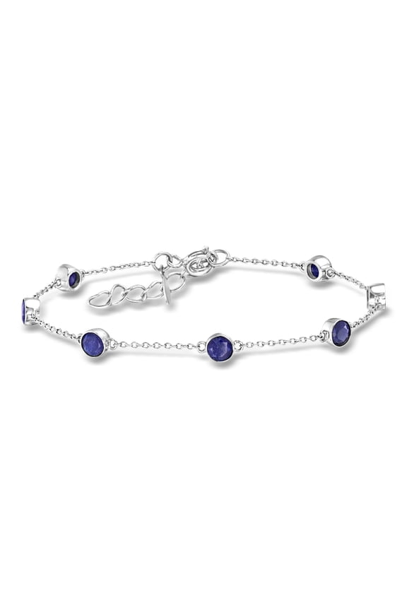 2.50 ct. t.w. Sapphire Station Bracelet in Sterling Silver, Women's, Adult