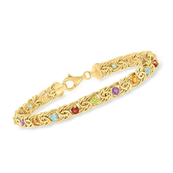 Ross-Simons 2.60 ct. t.w. Multi-Gemstone Byzantine Bracelet in 18kt Gold Over Sterling, Women's, Adult