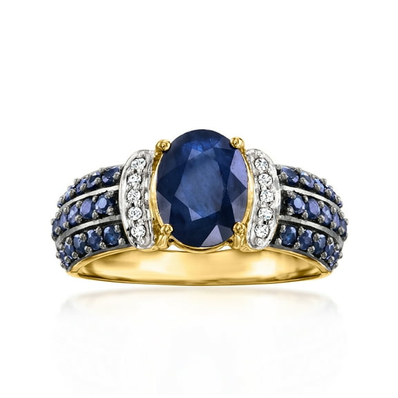 Ross-Simons 2.60 ct. t.w. Sapphire Ring With Diamond Accents in 14kt Yellow Gold, Women's, Adult