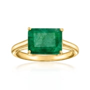 Ross-Simons 2.70 Carat Emerald East-West Ring in 18kt Gold Over Sterling, Womens, Adult