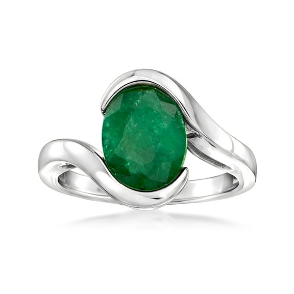 Ross-Simons 2.70 Carat Emerald Swirl Ring in Sterling Silver, Women's, Adult