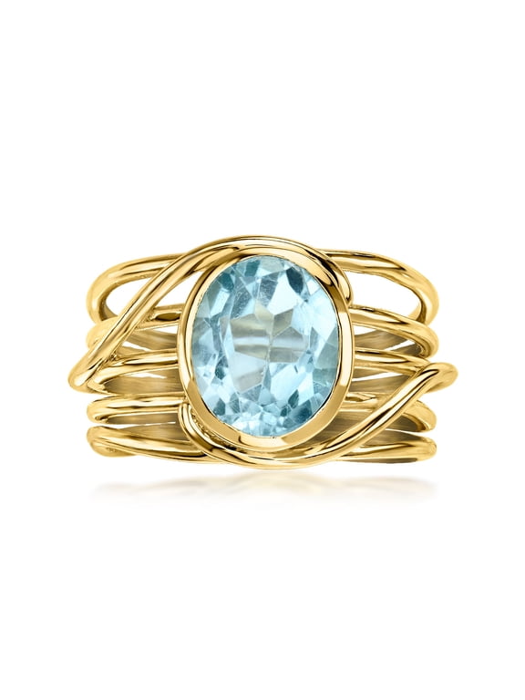 2.70 Carat Sky Blue Topaz Highway Ring in 18kt Gold Over Sterling, Women's, Adult