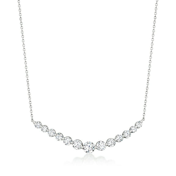 Ross-Simons 2.70 ct. t.w. CZ Curved Bar Necklace in Sterling Silver, Women's, Adult