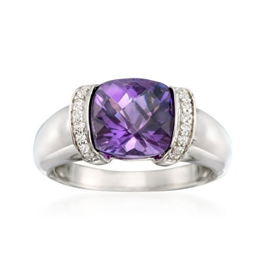 Ross-Simons 2.80 Carat Amethyst and .10 ct. t.w. CZ Ring in Sterling Silver, Women's, Adult