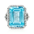 thumbnail image 1 of Ross-Simons 20.00 Carat Swiss Blue Topaz and .90 ct. t.w. White Topaz Ring in Sterling Silver, Women's, Adult, 1 of 5