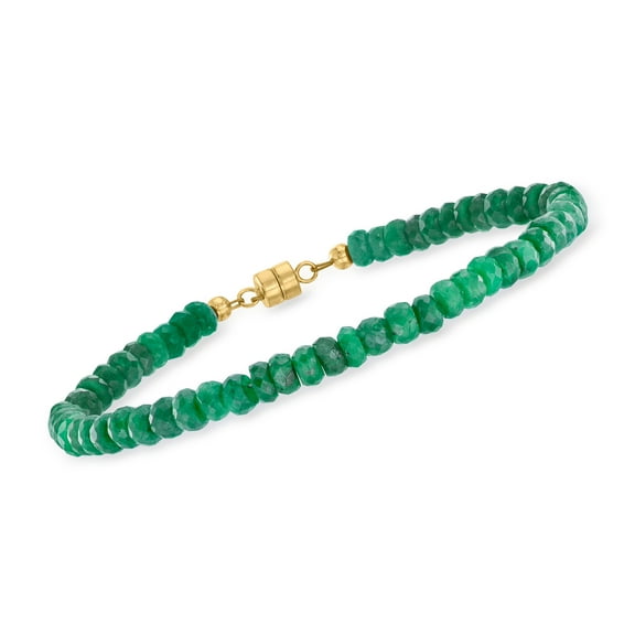 Ross-Simons 20.00 ct. t.w. Emerald Bead Bracelet With 14kt Yellow Gold Magnetic Clasp, Women's, Adult