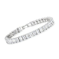 Ross-Simons 20.00 ct. t.w. Emerald-Cut CZ Tennis Bracelet in Sterling Silver, Women's, Adult