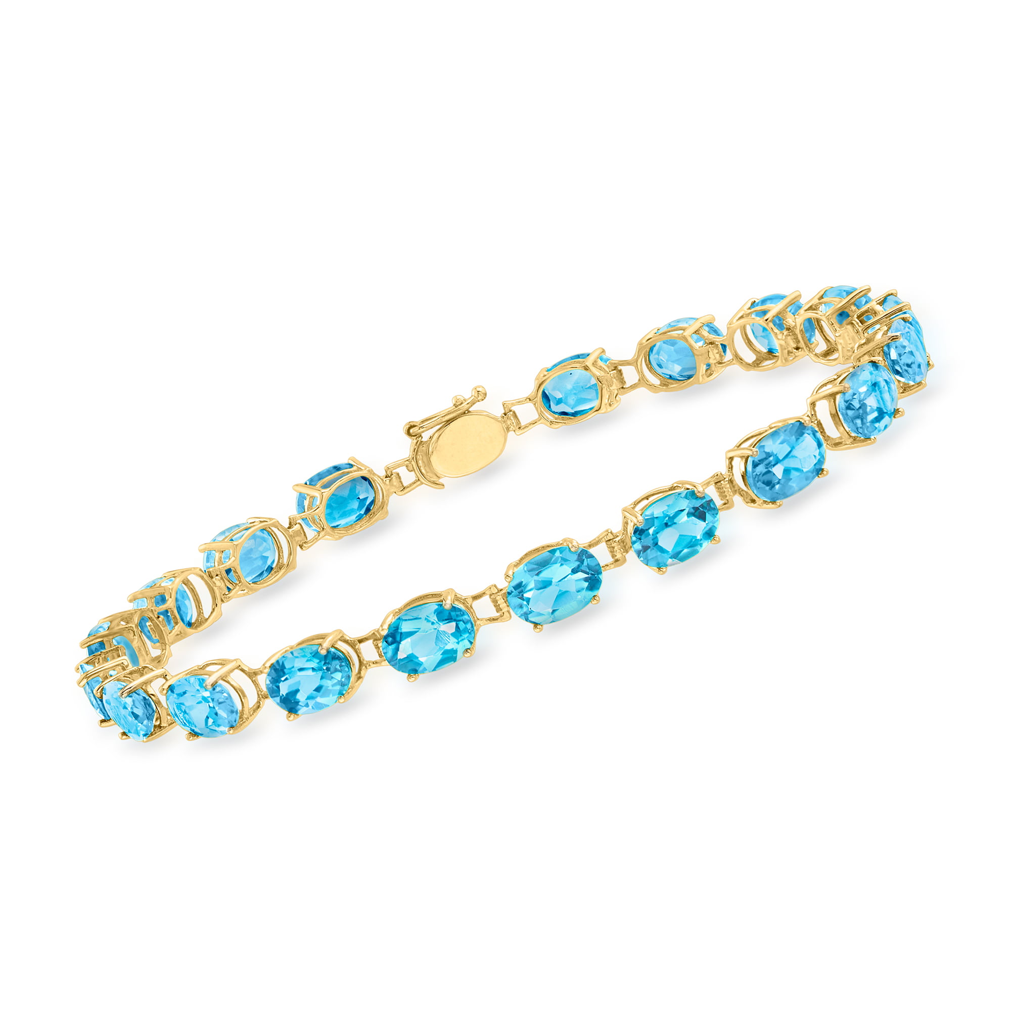 Swiss Blue Topaz Gold Bracelet (Design B6) | GemPundit