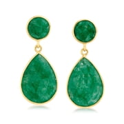 Ross-Simons 22.20 ct. t.w. Emerald Drop Earrings in 18kt Gold Over Sterling, Womens, Adult
