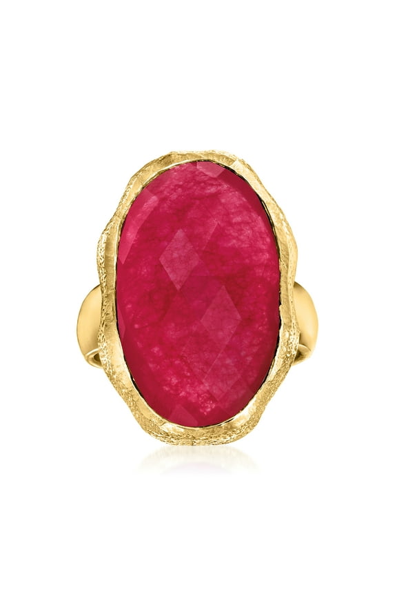 25.00 Carat Pink Quartz Ring in 18kt Gold Over Sterling, Women's, Adult