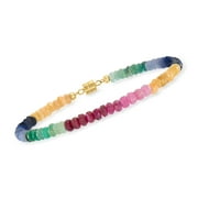 Ross-Simons 25.00 ct. t.w. Multicolored Sapphire Bead Bracelet With 14kt Yellow Gold Magnetic Clasp, Women's, Adult