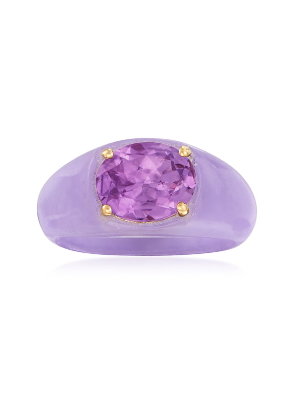 3.00 Carat Amethyst and Lavender Jade Ring With 14kt Yellow Gold, Women's, Adult