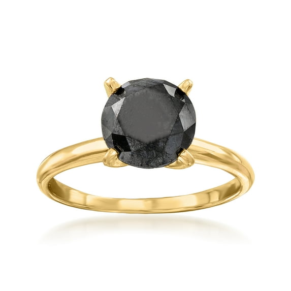 Ross-Simons 3.00 Carat Black Diamond Solitaire Ring in 14kt Yellow Gold, Women's, Adult