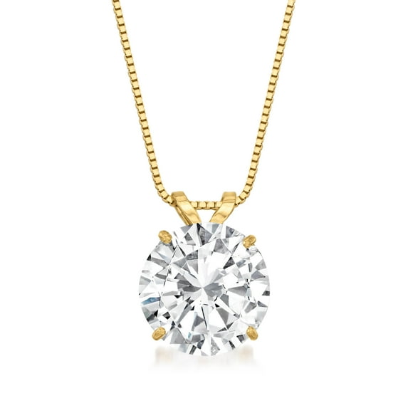Ross-Simons 3.00 Carat CZ Solitaire Necklace in 14kt Yellow Gold, Women's, Adult