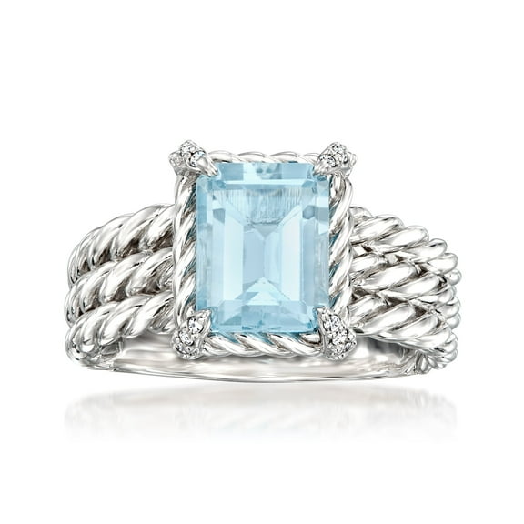 Ross-Simons 3.00 Carat Sky Blue Topaz Ring With White Topaz Accents in Sterling Silver, Women's, Adult