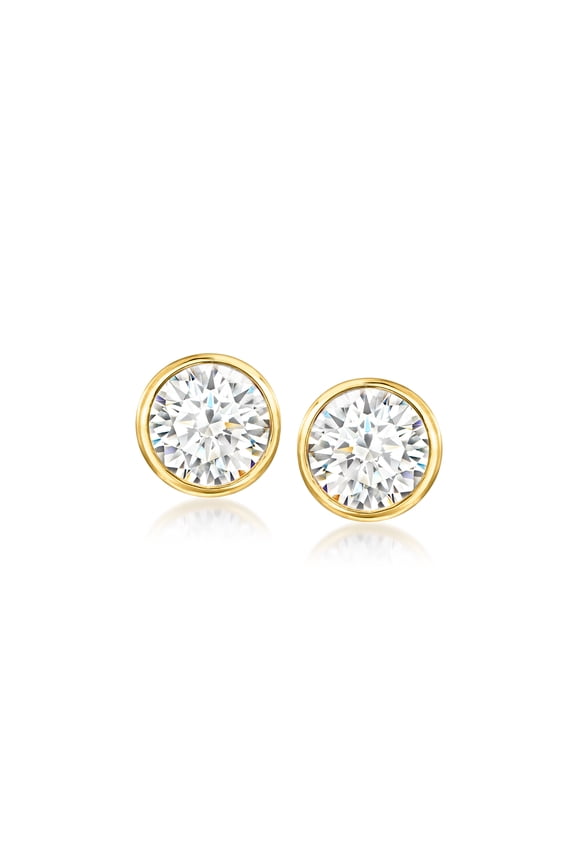 3.00 ct. t.w. Bezel-Set CZ Stud Earrings in 18kt Gold Over Sterling, Women's, Adult