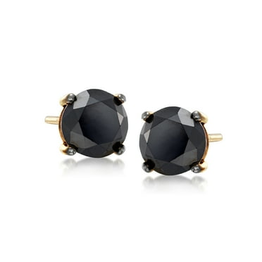 Ross-Simons 3.00 ct. t.w. Black Diamond Stud Earrings in 14kt Yellow Gold, Women's, Adult