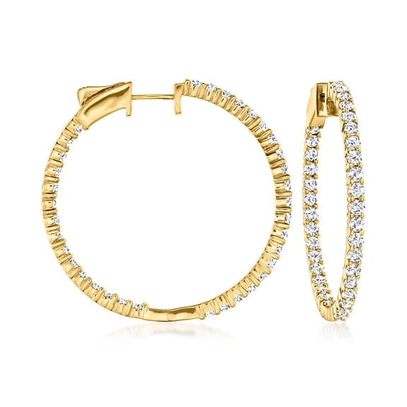 Ross-Simons 3.00 ct. t.w. Diamond Inside-Outside Hoop Earrings in 18kt Gold Over Sterling, Women's, Adult