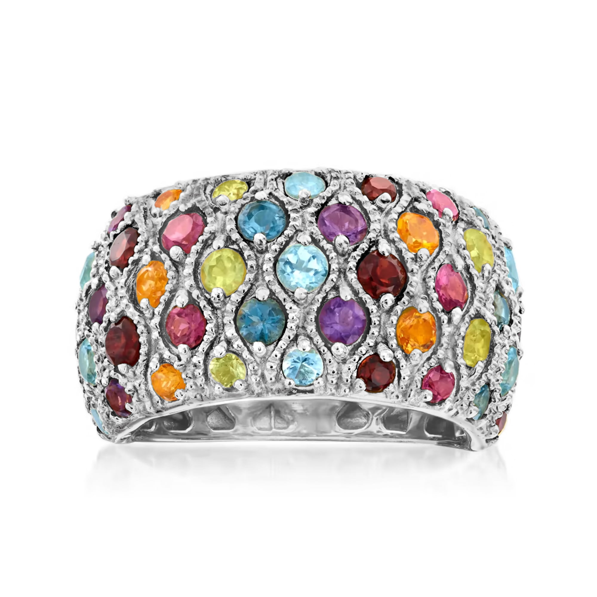 TRIPLE STAR MESH w/PAVE DIAMONDS RING