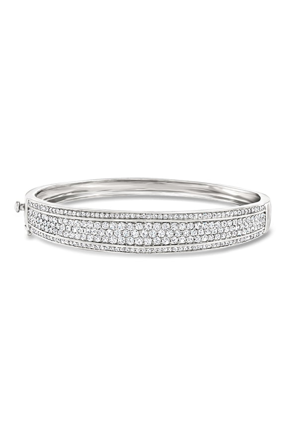 3.00 ct. t.w. Pave Diamond Bangle Bracelet in Sterling Silver, Women's, Adult